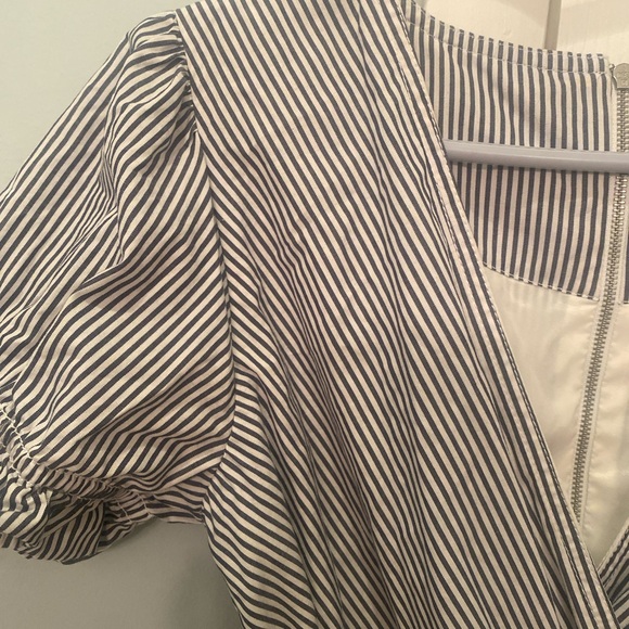 J.CREW COTTON STRIPED POPLIN TIE WAIST JUMPSUIT in greyish-blue and white stripe - Picture 5 of 11